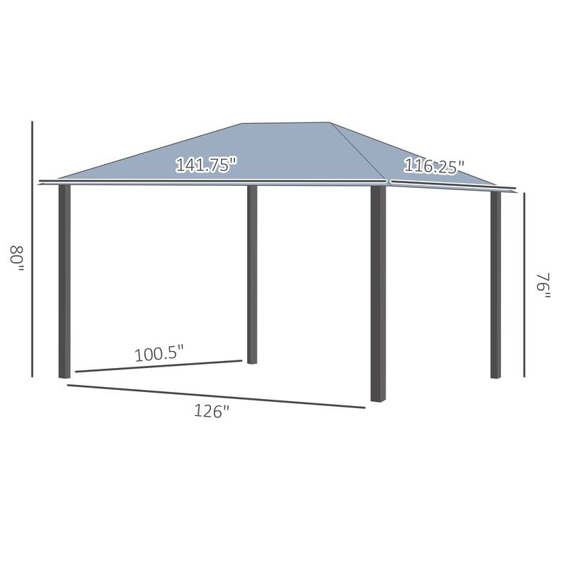 10' x 12' Hardtop Gazebo Canopy with Polycarbonate Roof, Top Vent and
