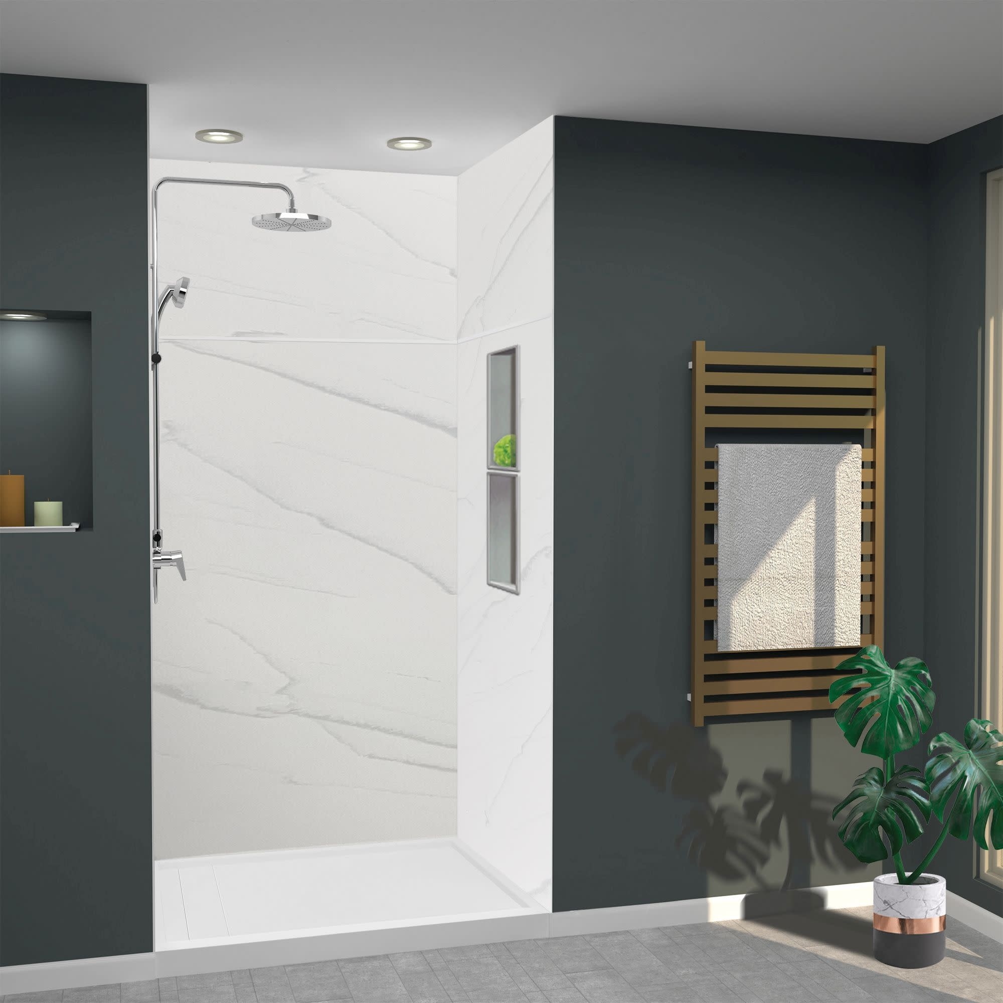 Transolid LWKX48367224 Lusso 96" H x 48" W x 36" D Three Wall Alcove