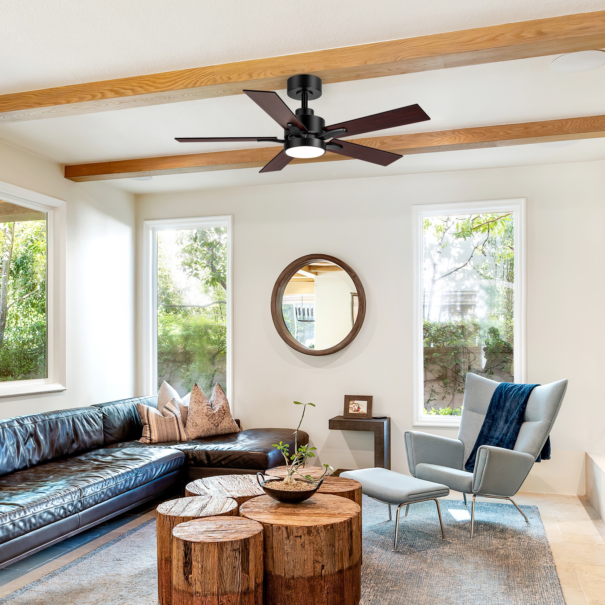 Airsurfer 42" LED Ceiling Fan with Light, 5 Blades, DC Motor, 6 Speeds, Remote Control - Remote Control