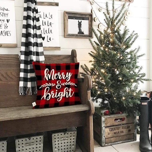 Buffalo plaid store christmas pillow