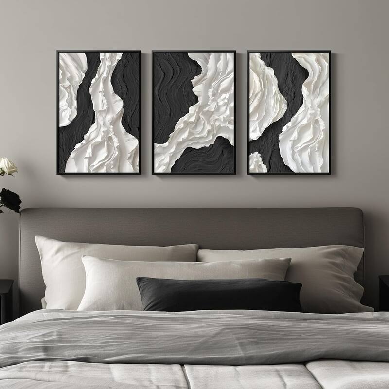 Framed Black and White Abstract Wall Art