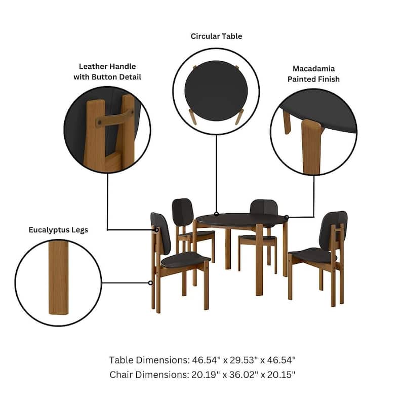 Manhattan Comfort Mid-Century Gales Round Dining Table Set