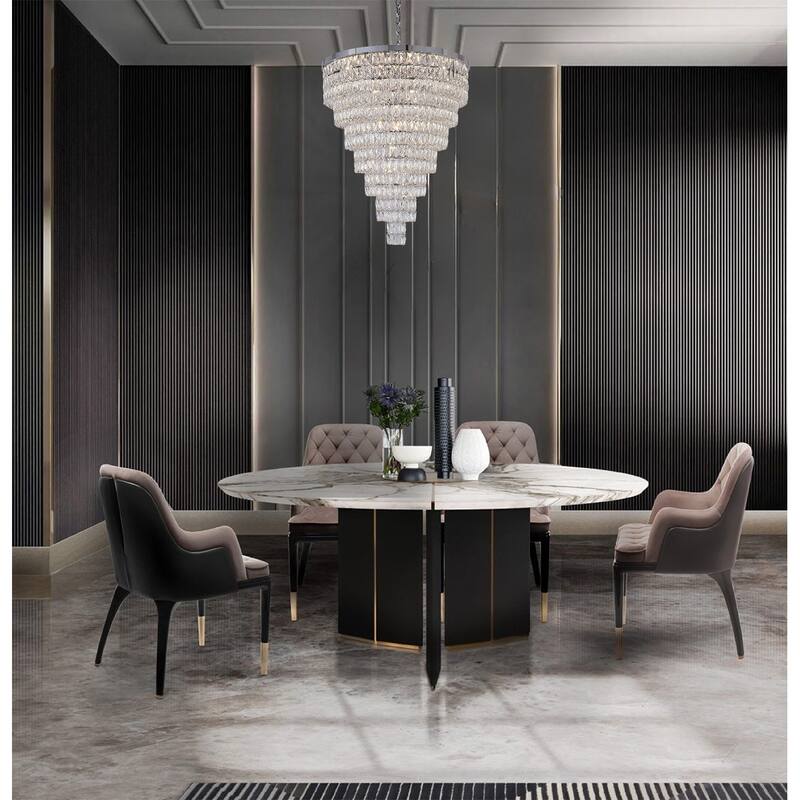 32" Chrome Metal 7-Tier Chandelier With Clear Crystals