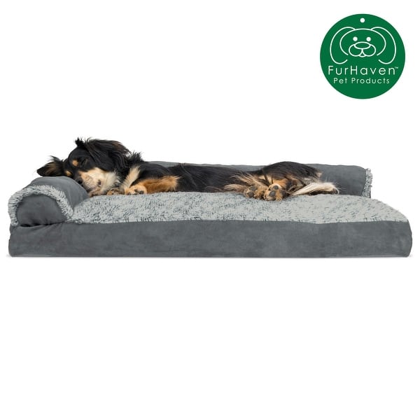 Shop Furhaven Pet Bed Two Tone Faux Fur Suede Deluxe Chaise