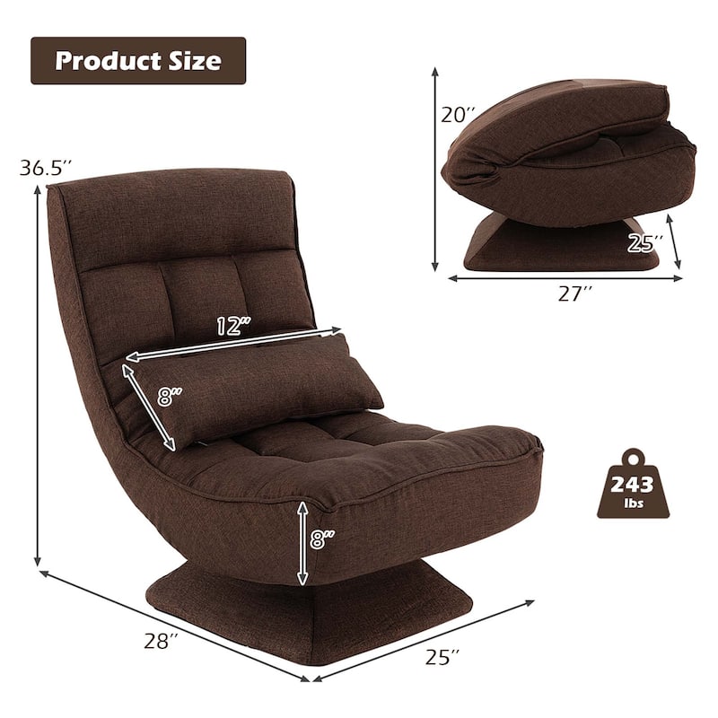 Costway 360° Swivel Floor Chair 5-Level Adjustable Lazy Chair w/ - See Details