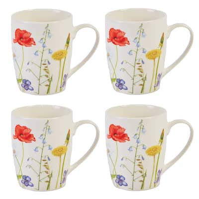 Porcelain Coffee Mugs 4 Piece Set Wildflower