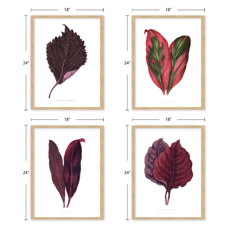 "Blush Botanica" Set of Four Framed Textured Wall Art - Multi-Color