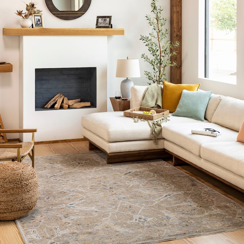 Artistic Weavers Jana Traditional Medallion Area Rug - 6'7" Round - Light Brown