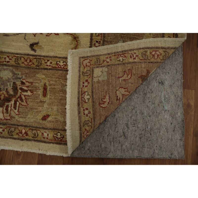 Hand Knotted Oriental 100% Wool Carpet Traditional Floral Beige & Ivories Peshawar Area Rug - 8' 4'' X 6' 2''