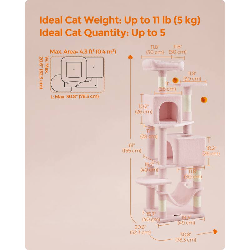 Multi-Level Cat Tree with Perches Caves and Scratching Posts