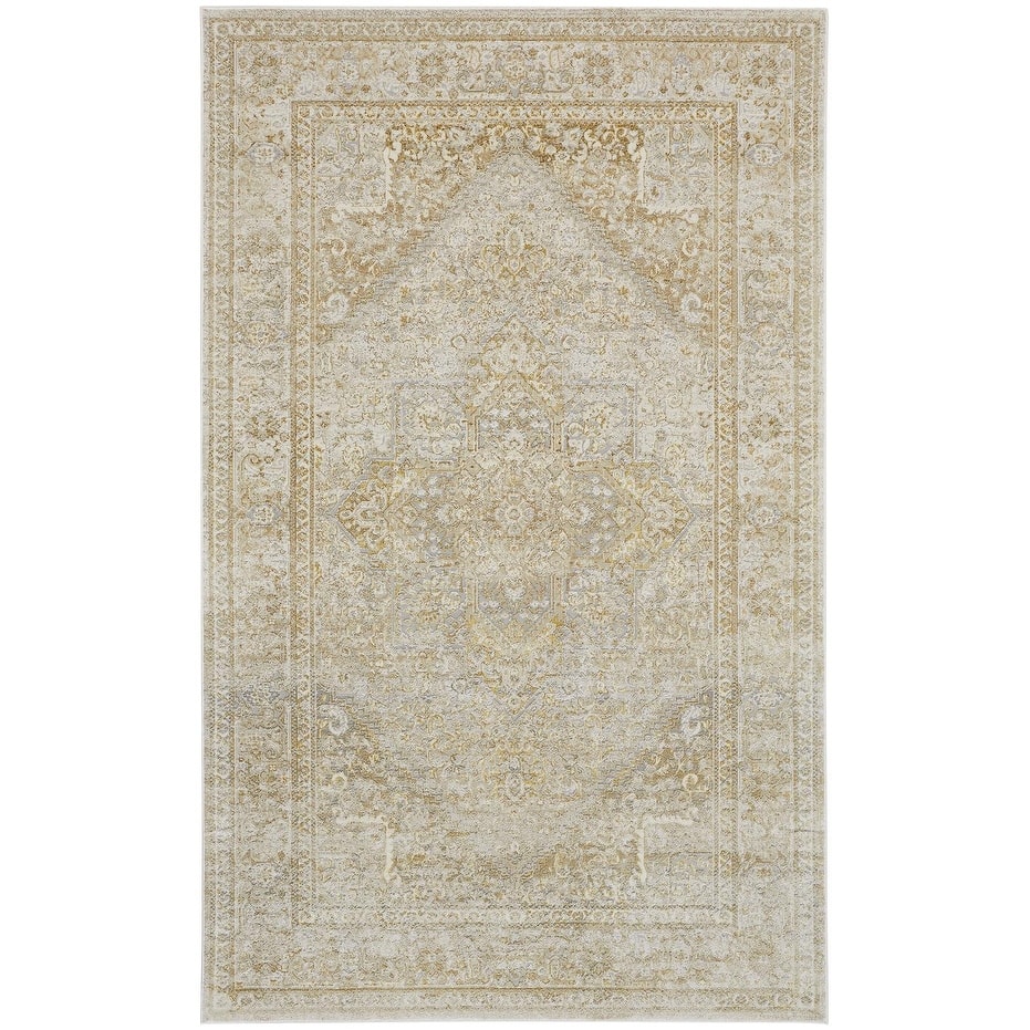 Zimeg Floral Traditional Non Skid Woven Area Rug By HomeRoots - 4' x 6'