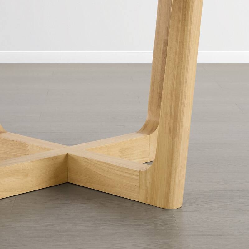 Spruce & Spring 47-Inch Modern Round Wood Dining Table with Cross-Leg Base