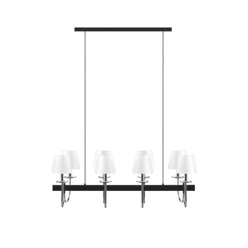 8-Light Chandelier, Wide Rectangular Drum Shaped Pendant Light for Dining Room