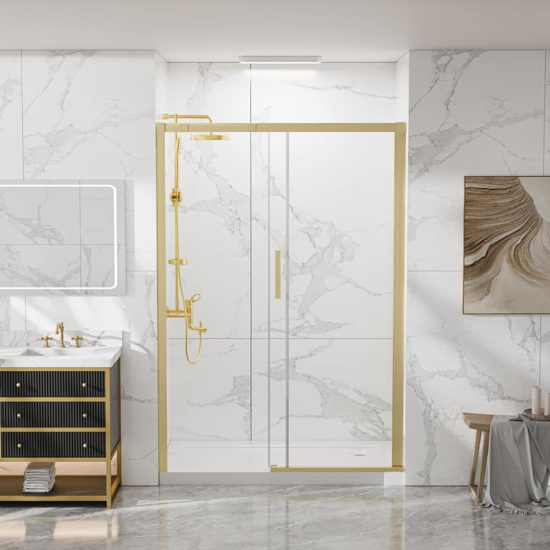 Modland 44-48" x 74'' Adjustable Sliding Shower Door, 5/16" SGCC Tempered Glass, Framed Enclosure with 304 Stainless Handle