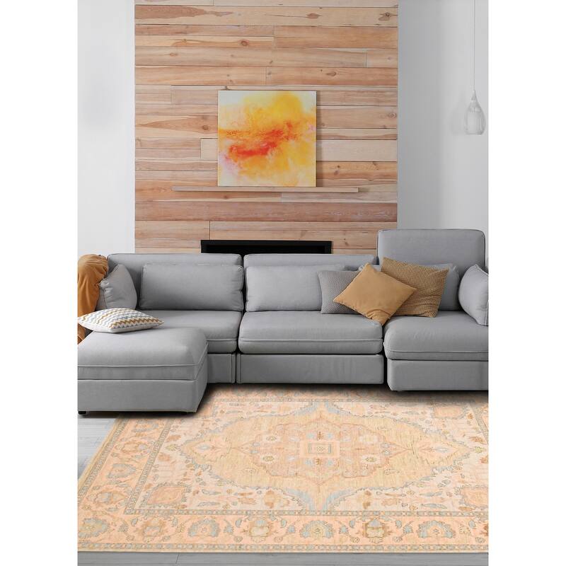ECARPETGALLERY Hand-knotted Modern Oushak Light Grey Wool Rug - 9' 2" x 12' 4"