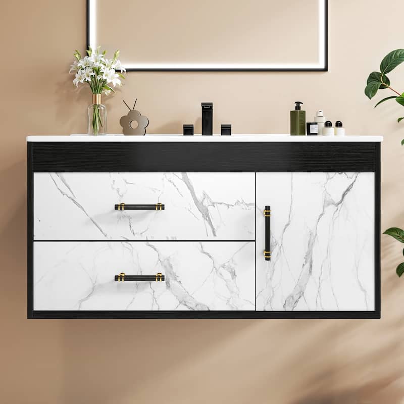 Moasis 36" Floating Bathroom Vanity with Sink And 2 Drawers - White