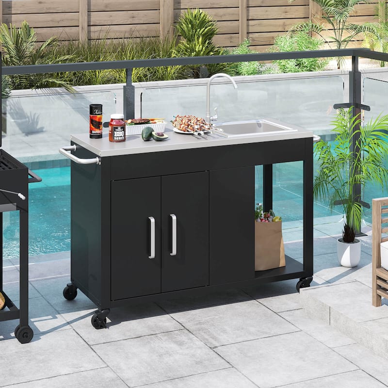 Costway 56" Outdoor Grill Table with Sink & Drainage with Stainless - See Details