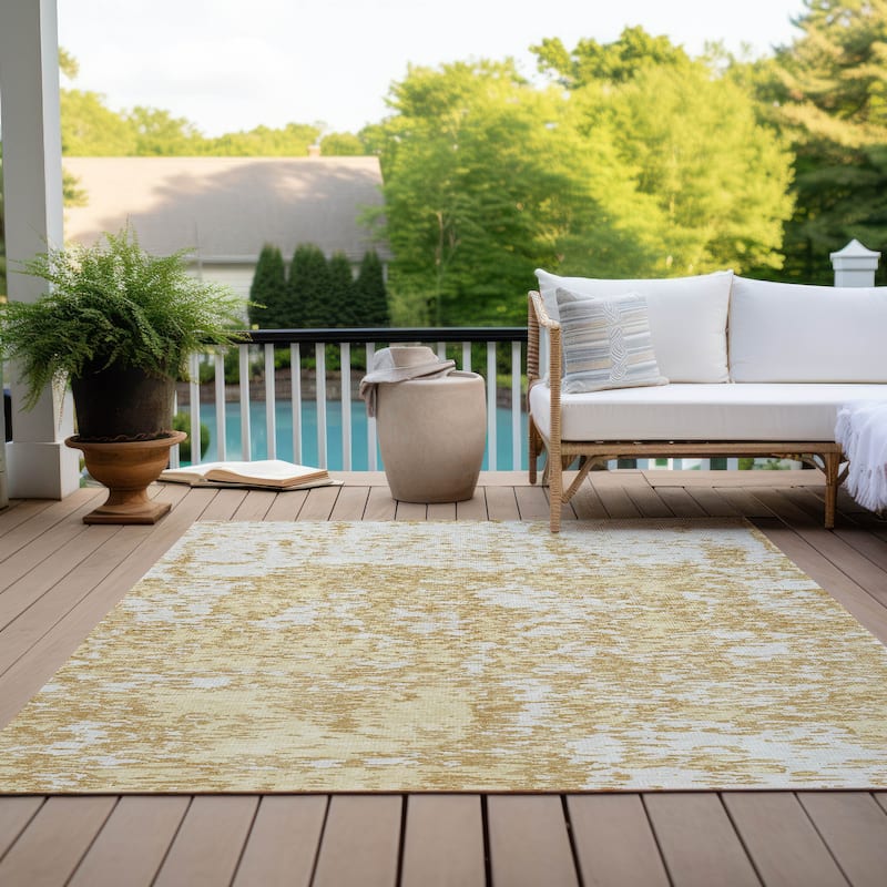 Machine Washable Indoor/ Outdoor Abstract Pixels Chantille Rug