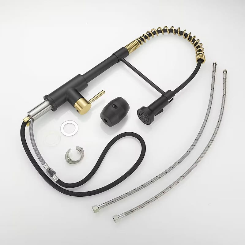 Matte Black and Brushed Nickel Single Handle Pull Out Sprayer Kitchen Faucet with Advanced Spray Kitchen Tap