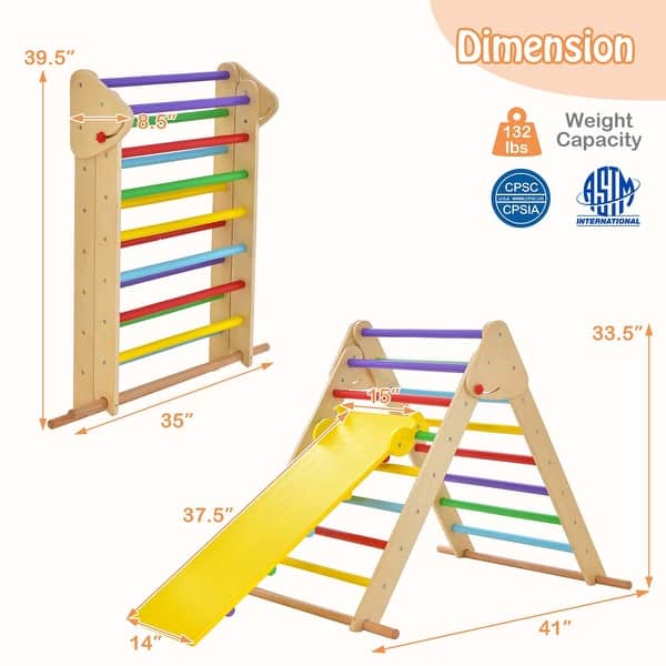 Foldable Climbing Toy Upgrade Anti-Rollover Kids Gym Playset - Multi-color