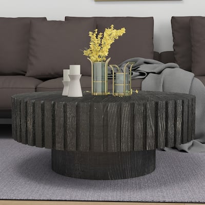 Contemporary Round Coffee Table – 31.4" Organic Wood Finish with Minimalist Aesthetic for Living & Dining Spaces