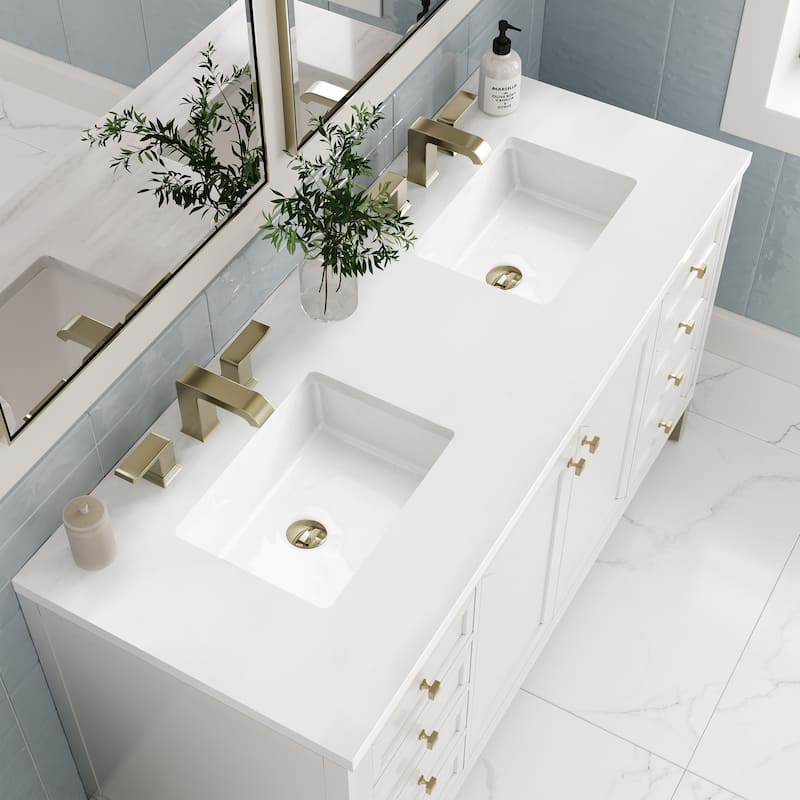 James Martin Vanities Chicago 60" Double Vanity, Glossy White