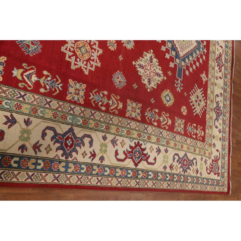 Red Kazak Area Rug Hand-Knotted Traditional Wool Carpet - 8'10"x 11'8"