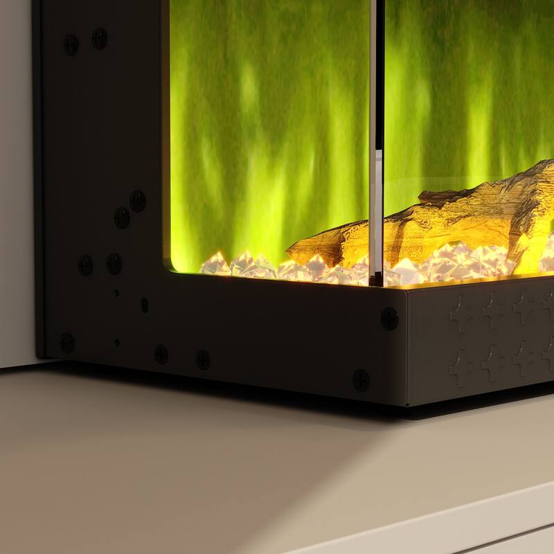 3-Sided Electric Fireplace with 12-Color Flame, Dual Heat Settings 750W/1500W, Smart App & Remote Control – 50/60/70 Inch