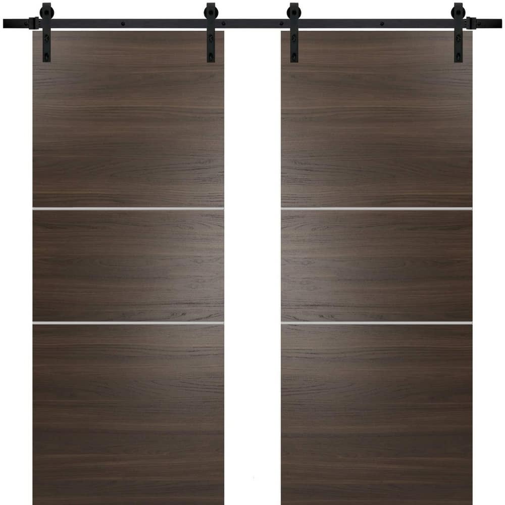 Sturdy Double Barn Door 36 x 80 with Planum 0110 Chocolate Ash with 13FT