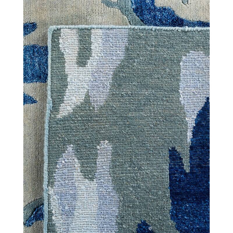 Modern One-of-a-Kind Hand-Knotted Area Rug - Gray, 9' 0" x 11' 10" - 9' 0" x 11' 10"