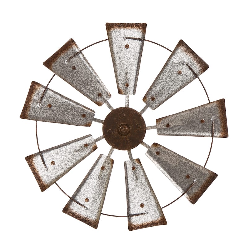 22"D Vintage Farmhouse Metal Wind Spinner Wall Decor by Glitzhome