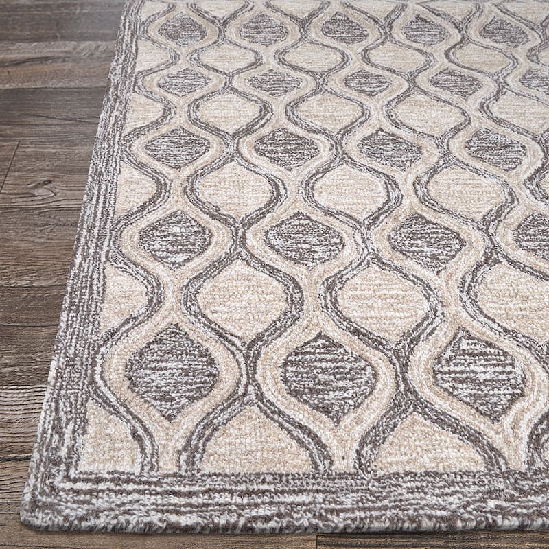Handmade Terasia Geometric Sea Wool Area Rug