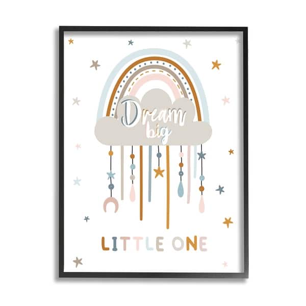 slide 2 of 28, Stupell Dream Big Little One Nursery Rainbow Clouds Framed Wall Art, Design by Angela Nickeas - Multi 11 x 14 - Black