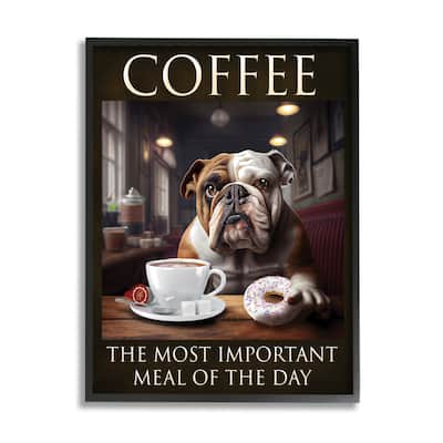 Stupell Coffee Important Meal Dog Framed Giclee Art Design by Karen Burke