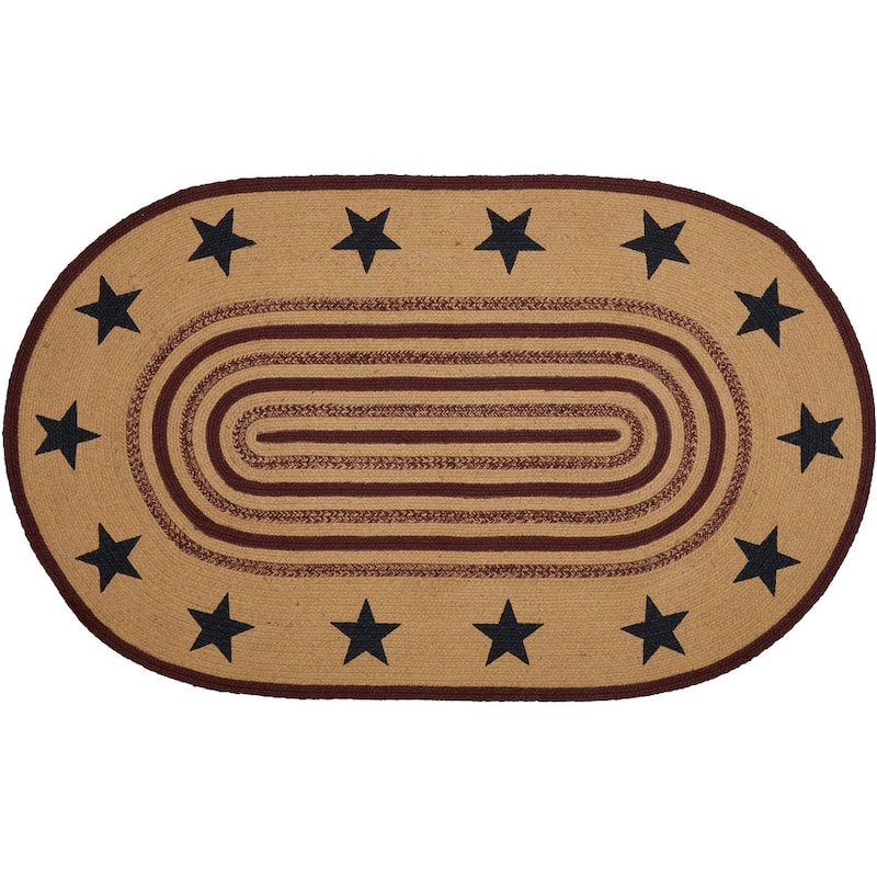Potomac Jute Rug Oval Stencil Stars w/ Pad 36x60 - 3' x 5' Oval