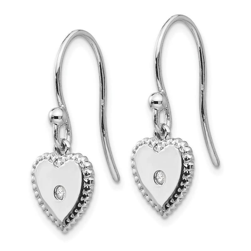 Curata Polished Ss White Ice Diamond Love Heart Long Drop Dangle Earrings - 24x10mm Wide