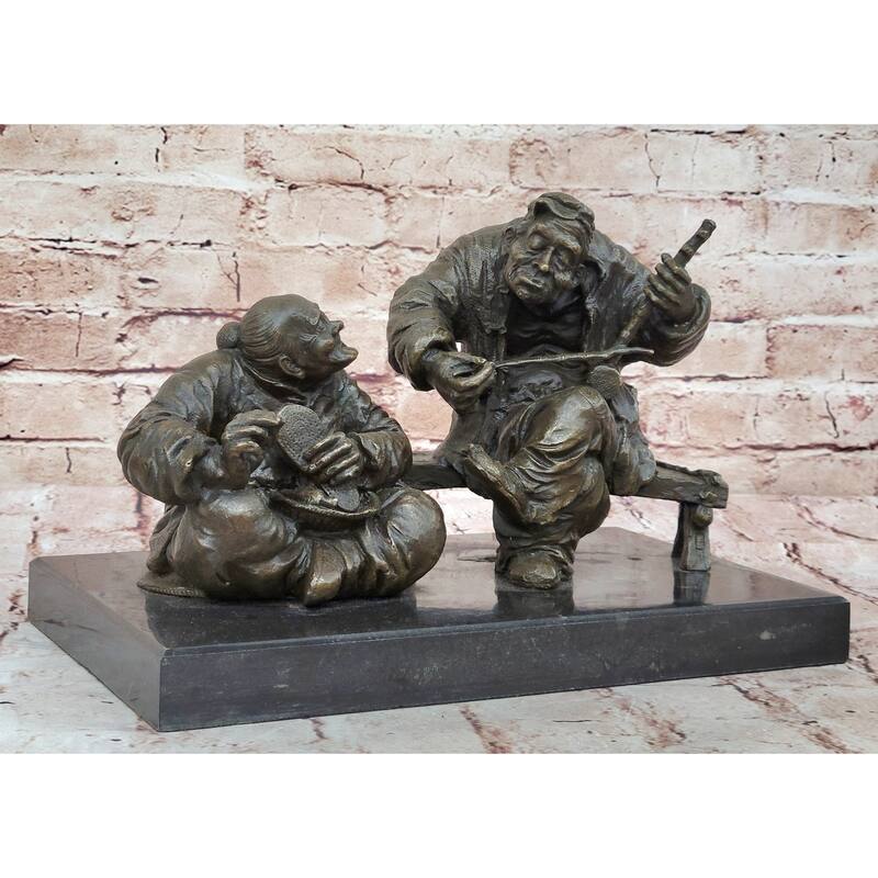 Bronze Chinese Musician And Shoemaker Statue – Cultural Folk Art Sculpture