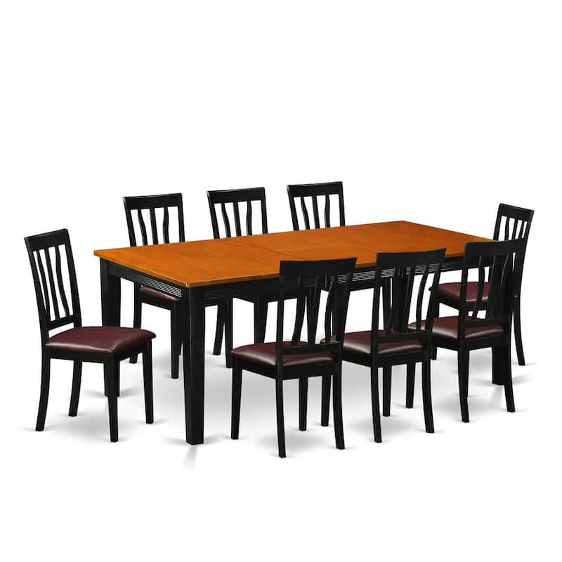 9-Piece Dining Set - Rectangular Table with Butterfly Leaf & 8 Chairs - Black Cherry Finish