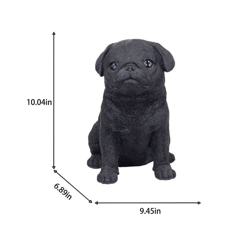 Sitting Baby Pug Outdoor Garden Statue - 10" - Black