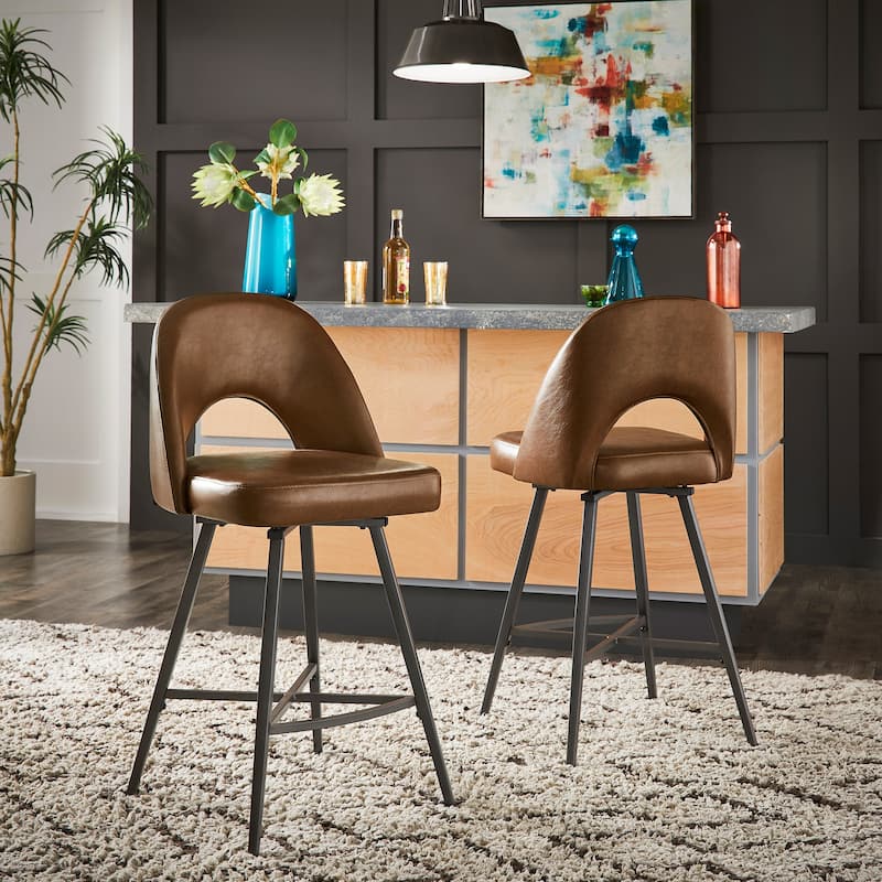 Presley Metal Fabric Swivel Bar Stools (Set of 2) by iNSPIRE Q Modern