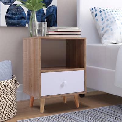 Modern Nightstand with Drawer and Shelf,Set of 2