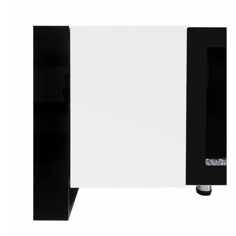 Glossy TV Stand with Non-Heating Electric Fireplace, 2 Cabinets