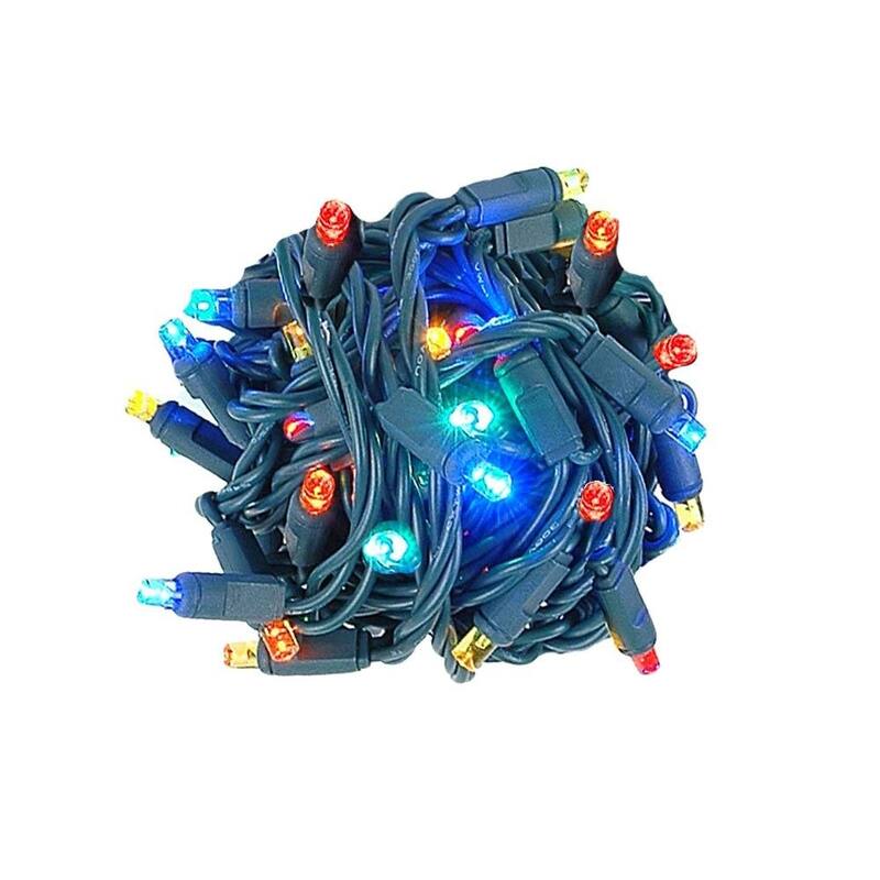 70 Light LED Christmas Mini Light Set, Patio Lights, Warm White, Green Wire, 25’ - Multi