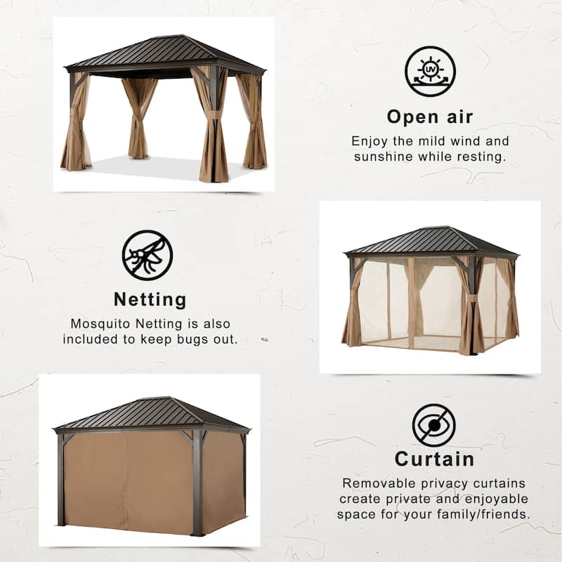 ABCCANOPY Outdoor Hardtop Gazebo with Galvanized Steel Double Roof