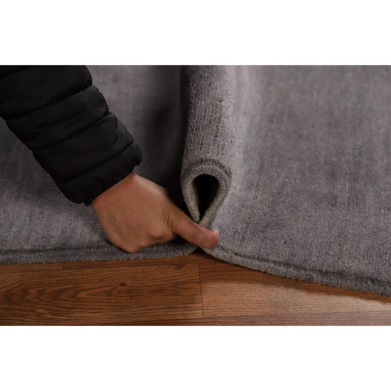 Gray Blue Gabbeh Modern Rug Hand-Knotted Wool Carpet - 3'4" x 4'10"