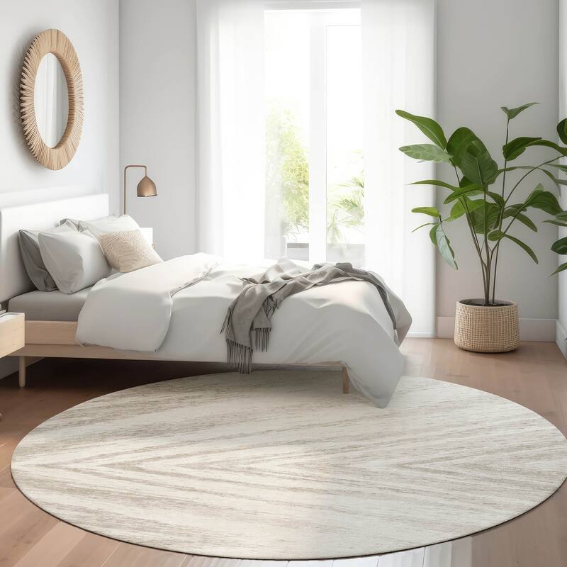 Premium Washable Super Soft Modern Chevron Mayfield Rug - Ivory - 8' x 8'
