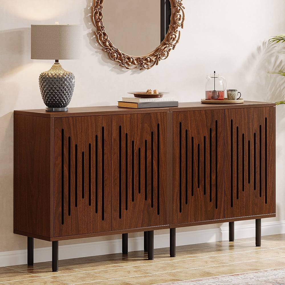 Sideboard Buffet Cabinet with Doors & Adjustable Shelves (Set of 2)