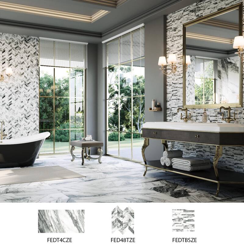 Merola Tile Touche Brick Stacked Zebre 11-3/4" x 11-3/4" Porcelain Mosaic Floor and Wall Tile - (1 Tile)