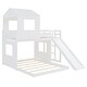 preview thumbnail 13 of 15, Playhouse-inspired Style Twin Over Full Wooden Bunk Bed,Loft Bed with Playhouse,Farmhouse, Ladder, Slide and Guardrails