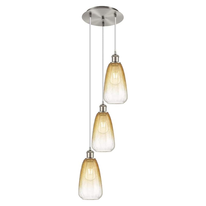 Innovations Lighting Endless Possibilities Ballston - Brookhaven Almond - 3 Light 13" Cord Hung Multi Pendant - Brushed Satin Nickel/Amber